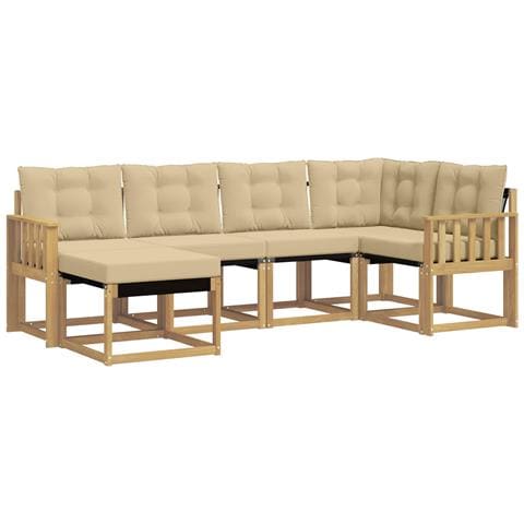 Set di divani da esterno con cuscino 6 pcs Bianco e Beige - Foto 1
