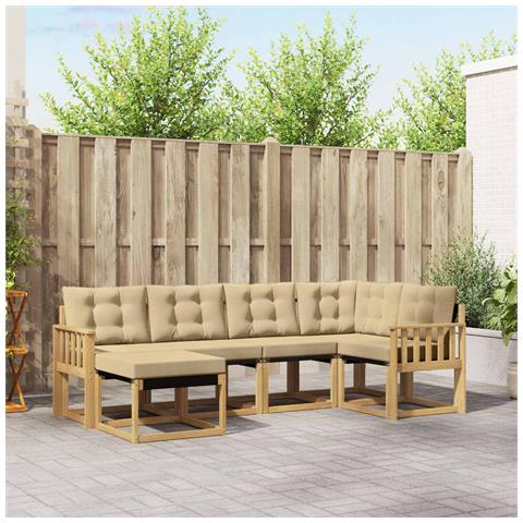 Set di divani da esterno con cuscino 6 pcs Bianco e Beige - Foto 2