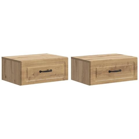 Mobiletto da notte a muro con cassetto 2 pcs Rovere Artigianale - Foto 1