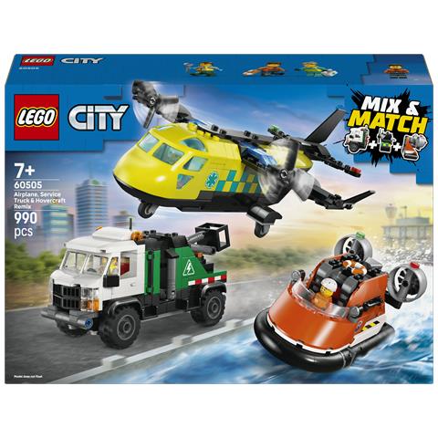 City 60505 3 in 1 Remix Aereo, Camion di Servizio e Hovercraft, Kit Veicoli Giocattolo con 3 Minifigure, Idea Regalo 7+ - Foto 1