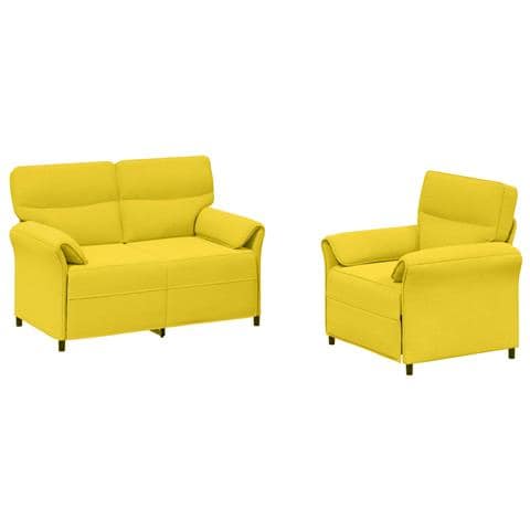 Set di divani 2 pz Giallo Chiaro Tessuto - Foto 1