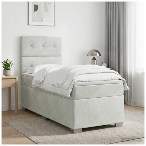 Letto box spring con materasso Grigio Chiaro 90 x 200 cm - Foto 2