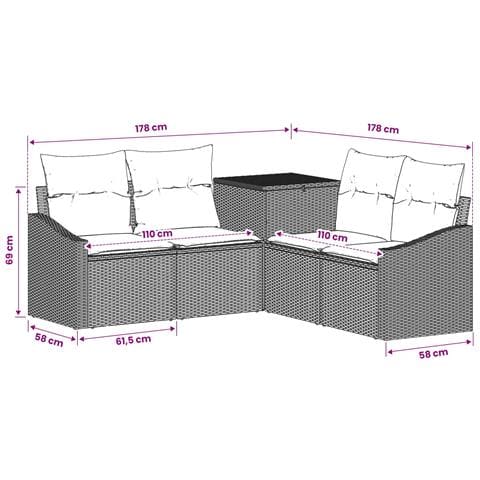 Set di divani 5 pz Beige e Grigio Chiaro - Foto 9