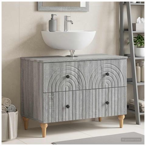 Armadio per Lavabo da Bagno ALKMAAR Sonoma grigio - Foto 2