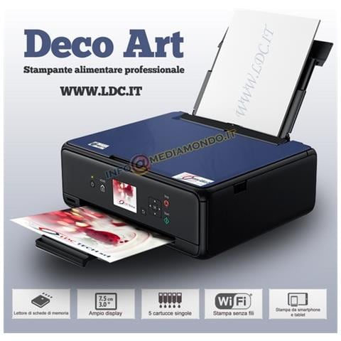 Stampante Alimentare Deco Art - Nera - Scanner - A4 - Vassoio Posteriore - Con 5 Cartucce In Omaggio - Foto 1