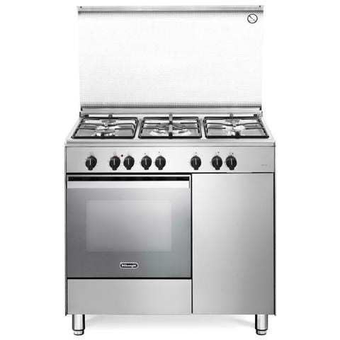 DE LONGHI Cucina Elettrica DEMX 96 B5 ED 5 Fuochi a Gas Forno Elettrico Ventilato Classe A Dimensioni 90 x 60 cm Colore Inox