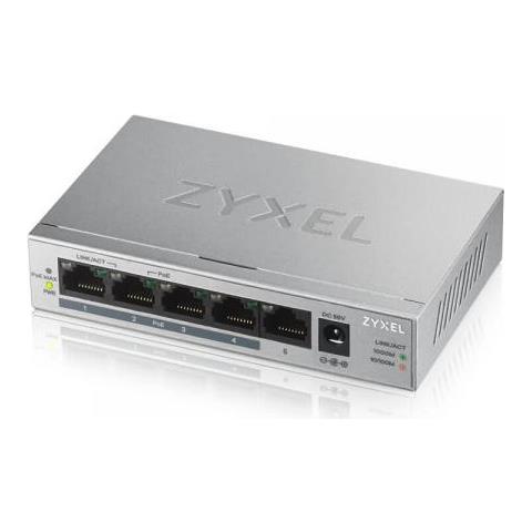 Gs1005hp Non Gestito Gigabit Ethernet [10/100/1000] Argento Supporto Power Over Ethernet [ poe] (Gs1005-hp, 5 Port Gb Poe+ Unman Switch, 4 X Poe, 60 W)  - Foto 1