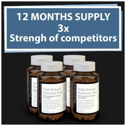 Acido Ialuronico 300mg X 720 Compresse (4 Bottiglie Con 180 Compresse Ciascuna - 12 Mesi Di Alimentazione). 300 Pi Forte Di Qualsiasi Altro Tablet Hla. Sku Hla3x4 - Foto 2