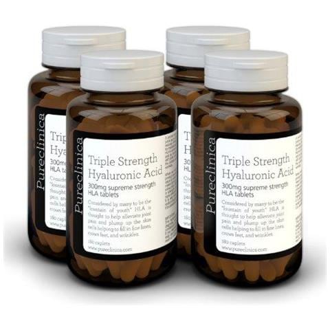 Acido Ialuronico 300mg X 720 Compresse (4 Bottiglie Con 180 Compresse Ciascuna - 12 Mesi Di Alimentazione). 300 Pi Forte Di Qualsiasi Altro Tablet Hla. Sku Hla3x4 - Foto 1