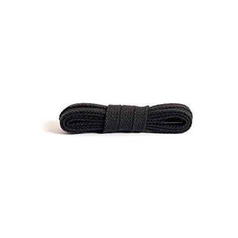 Piatto Lacci Durevoli 100 Cotone Lacci Della Scarpa Qualit A Calzature Casual Made In Europa 1 Coppia Molti Colori E Lunghezze (150 Cm - 60 Pollici - 7 A 10 Occhiello Accoppiamenti 91 - Nero)  - Foto 1