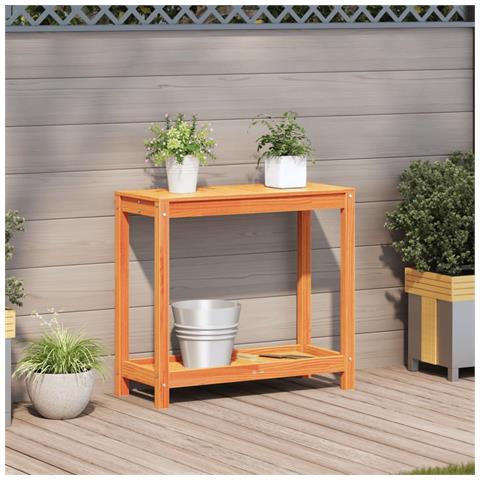 Tavolo Invasatura Ripiano Marrone Cera 82,5x35x75 Massello Pino - Foto 3