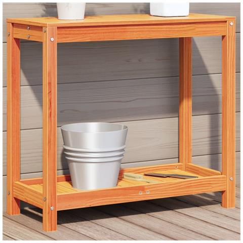 Tavolo Invasatura Ripiano Marrone Cera 82,5x35x75 Massello Pino - Foto 1