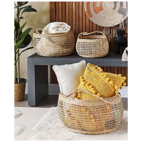 Set Di 3 Cestini Arapaima Alghe Marine Frassino Naturale - Foto 9