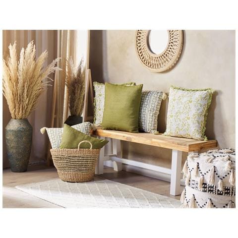 Set Di 2 Cuscini Filix Cotone 45 X 45 Cm Verde Trama Floreale - Foto 1
