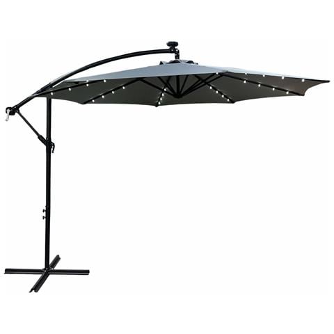 Ombrellone da Giardino MILIN, Colore Grigio Chiaro, con Illuminazione a LED, 300x300x45 cm - Foto 1