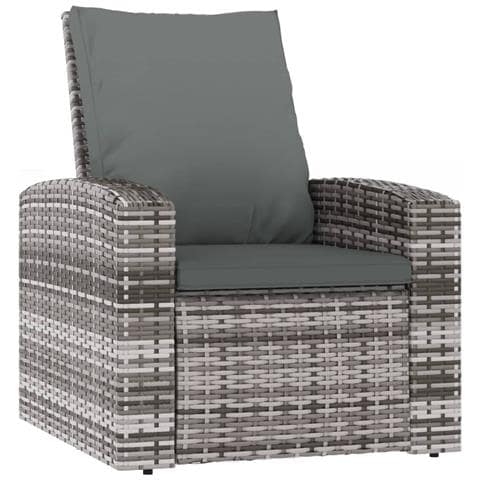 Poltrona Reclinabile Da Giardino Con Cuscini Polyrattan Grigia - Foto 1