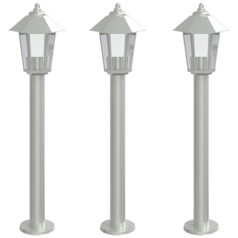 Lampade Da Terra Per Esterni 3 Pz Argento 80 Cm In Acciaio Inox - Foto 2