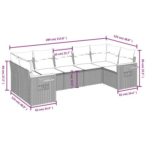 Set Divani da Giardino con Cuscini 7pz Nero Polyrattan - Foto 2