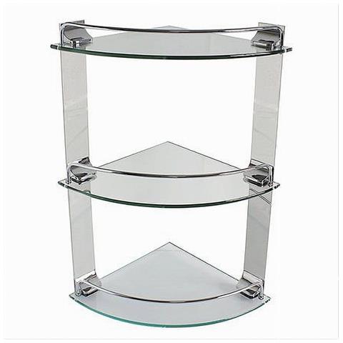 Mensola Ad Angolo Tripla Per Bagno Angoliera A 3 Ripiani In Vetro Arredo 52911 - Foto 1