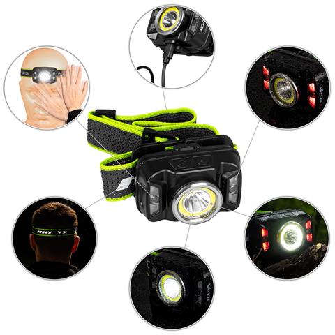 Lampada Frontale Ricaricabile Con Sensore Di Movimento Xte5w + Cob10w Va0025 Vayox - Foto 8