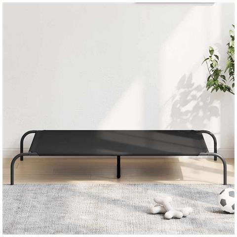 Cuccia per Cani Rialzata Nera 130x80x20cm Tela Oxford e Acciaio - Foto 1