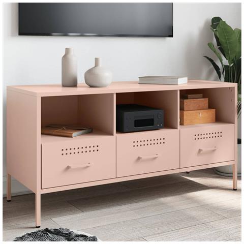 Mobile Tv Rosa 100,5x39x50,5 Cm In Acciaio - Foto 1