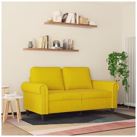 Divano A 2 Posti Giallo 120 Cm In Velluto - Foto 3