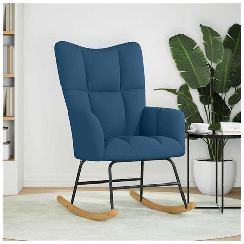 Sedia A Dondolo Blu In Tessuto - Foto 3