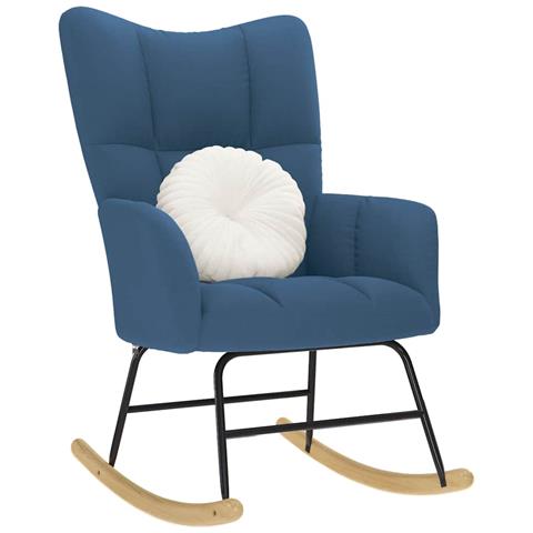 Sedia A Dondolo Blu In Tessuto - Foto 1