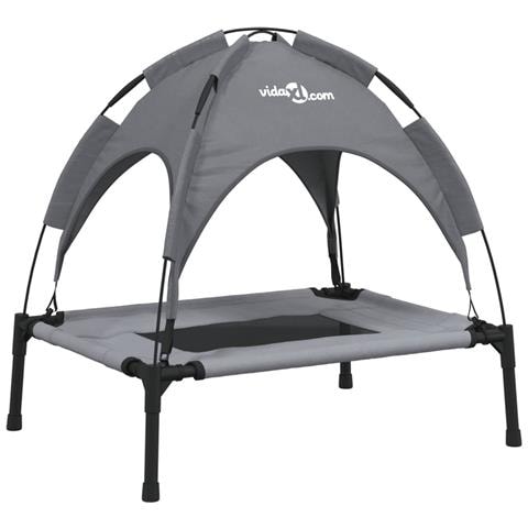 Lettino Per Cani Con Tetto Tessuto Oxford Antracite E Acciaio - Foto 1