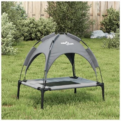 Lettino Per Cani Con Tetto Tessuto Oxford Antracite E Acciaio - Foto 2