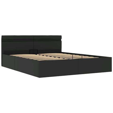 Lusso Casadino -  Giroletto Contenitore Idraulico Led Nero Similpelle 160x200 Cm - Foto 2