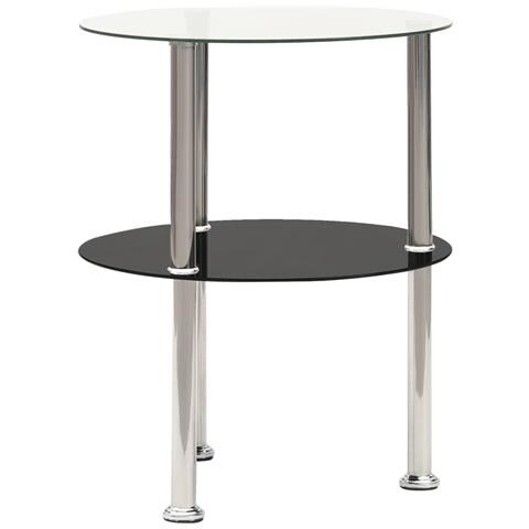 Lusso Casadino - Tavolino A 2 Livelli Trasparente E Nero 38cm In Vetro Temperato - Foto 1