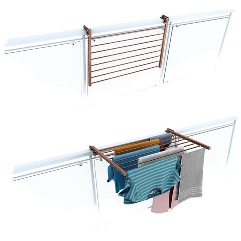 Stendino Compatto Da Ringhiera 82x63x8 Cm Corten, Pieghevole Da Balcone, Perfetto Per Terrazzi - Foto 1