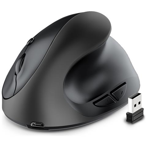Mouse Verticale Ergonomico Ricaricabile Type-c A Doppia Modalità Black - Foto 1