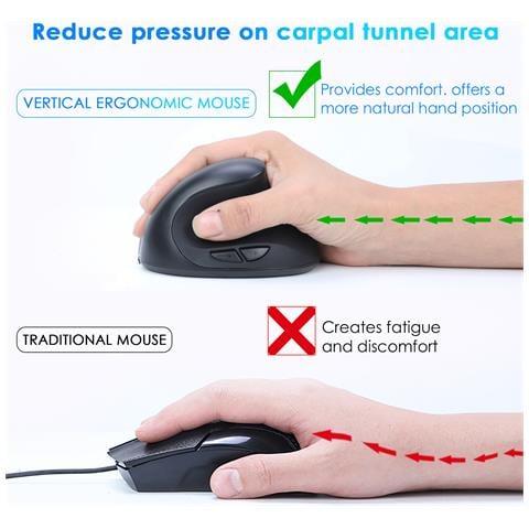 Mouse Verticale Ergonomico Ricaricabile Type-c A Doppia Modalità Black - Foto 2