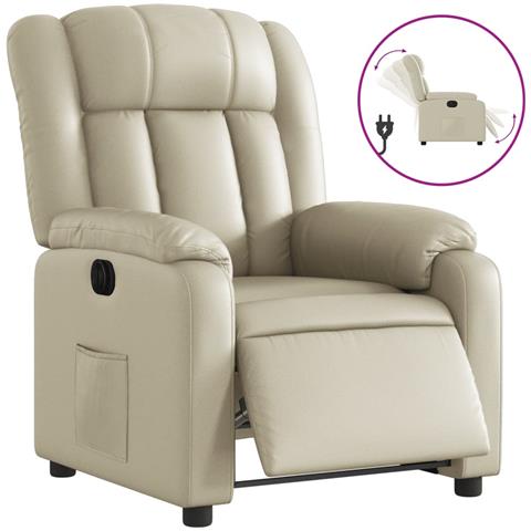 Poltrona Reclinabile Elettrica Crema in Similpelle - Foto 1