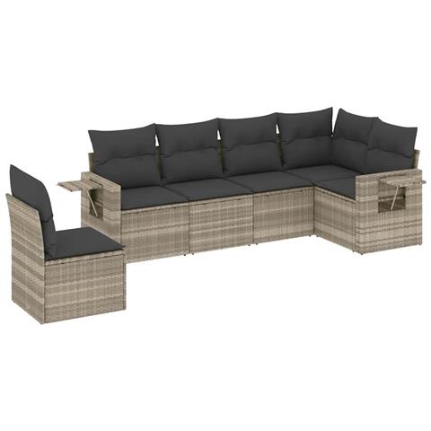 Set Divano da Giardino 6pz con Cuscini Grigio Chiaro Polyrattan - Foto 1
