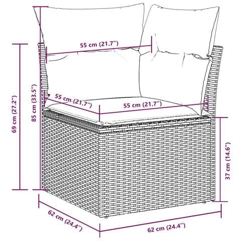 Set Divano da Giardino 6pz con Cuscini Grigio Chiaro Polyrattan - Foto 9