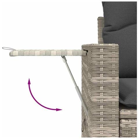 Set Divano da Giardino 8pz con Cuscini Grigio Chiaro Polyrattan - Foto 9