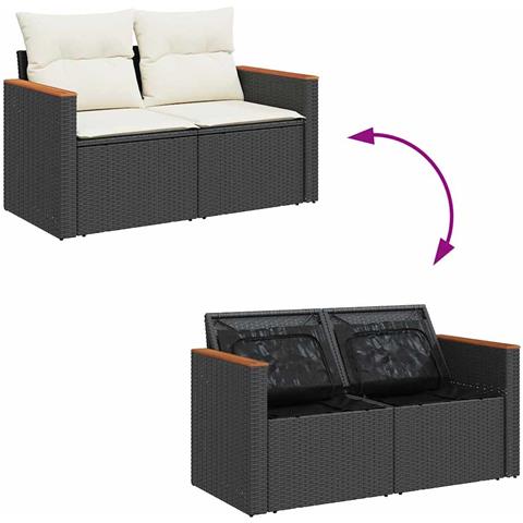 Set Divano da Giardino 6 pz con Cuscini Nero in Polyrattan - Foto 9