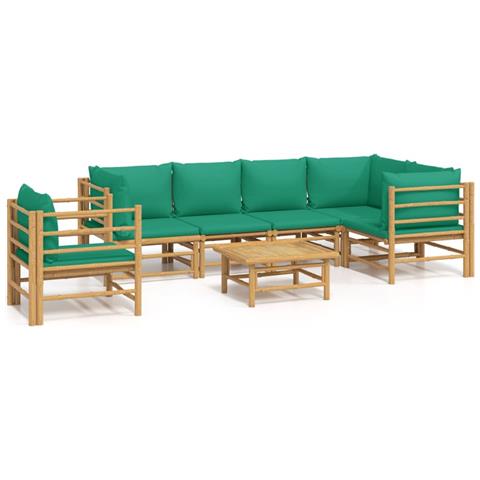 Set Salotto da Giardino 7pz con Cuscini Verdi Bambù - Foto 1