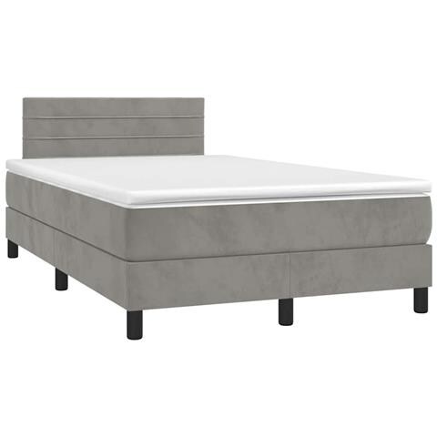 Letto a Molle Materasso e LED Grigio Chiaro 120x190 cm Velluto - Foto 2