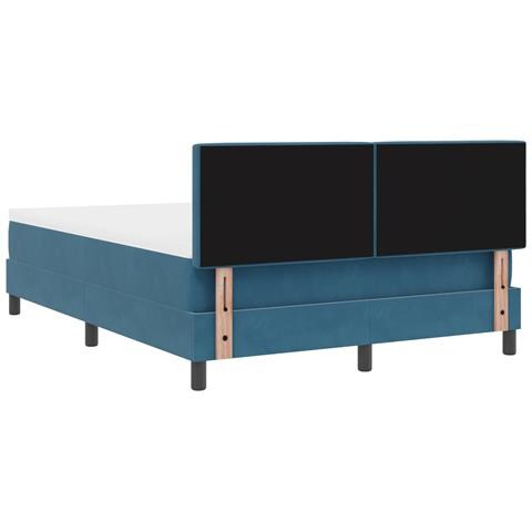 letto Box Spring con materasso e LED blu scuro 140x200 cm in velluto - Foto 9