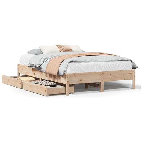 Letto senza Materasso 120x190 cm in Legno Massello di Pino - Foto 1