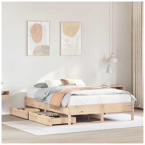 Letto senza Materasso 120x190 cm in Legno Massello di Pino - Foto 2