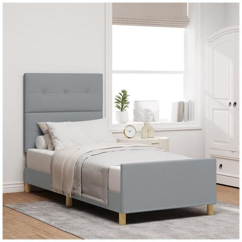 Struttura letto  Grigio chiaro 90x190 cm in tessuto - Foto 2