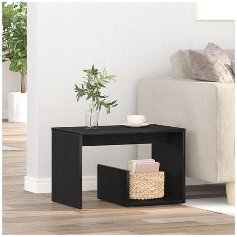 Tavolino Nero Rovere 59x36x38 cm Legno ingegnerizzato - Foto 2