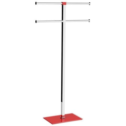 Piantana Portasciugamani Acciaio Inox E Resine Termoplastiche Serie Rainbow Ra31 Rosso Trasparente - Foto 2