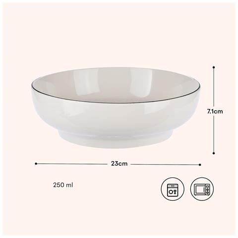 Kitchtic Ciotola In Ceramica Scodella Misa 250 Ml Bianca Grande 21x7 Cm - Foto 2
